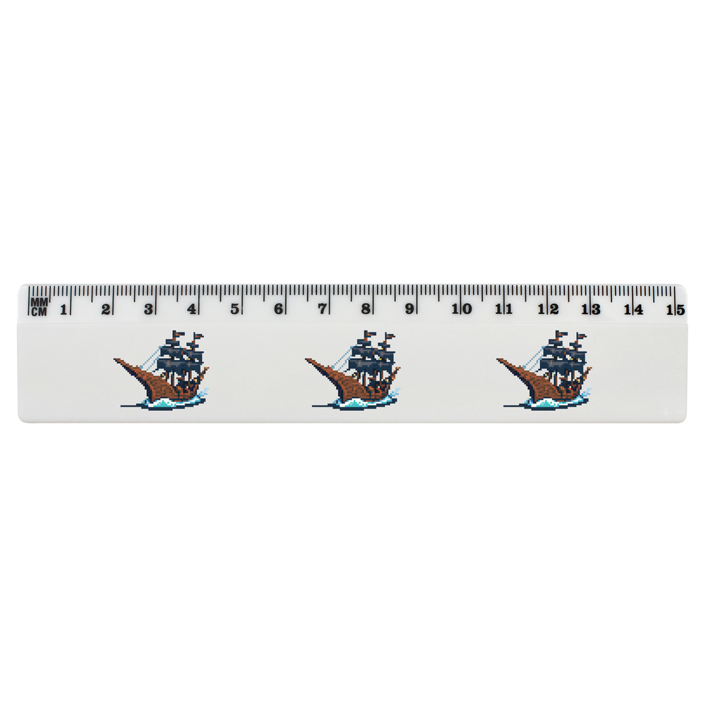 'Pirate Ship Pixel Art' 15cm (6 Inch) White Plastic Ruler (RL00078013)
