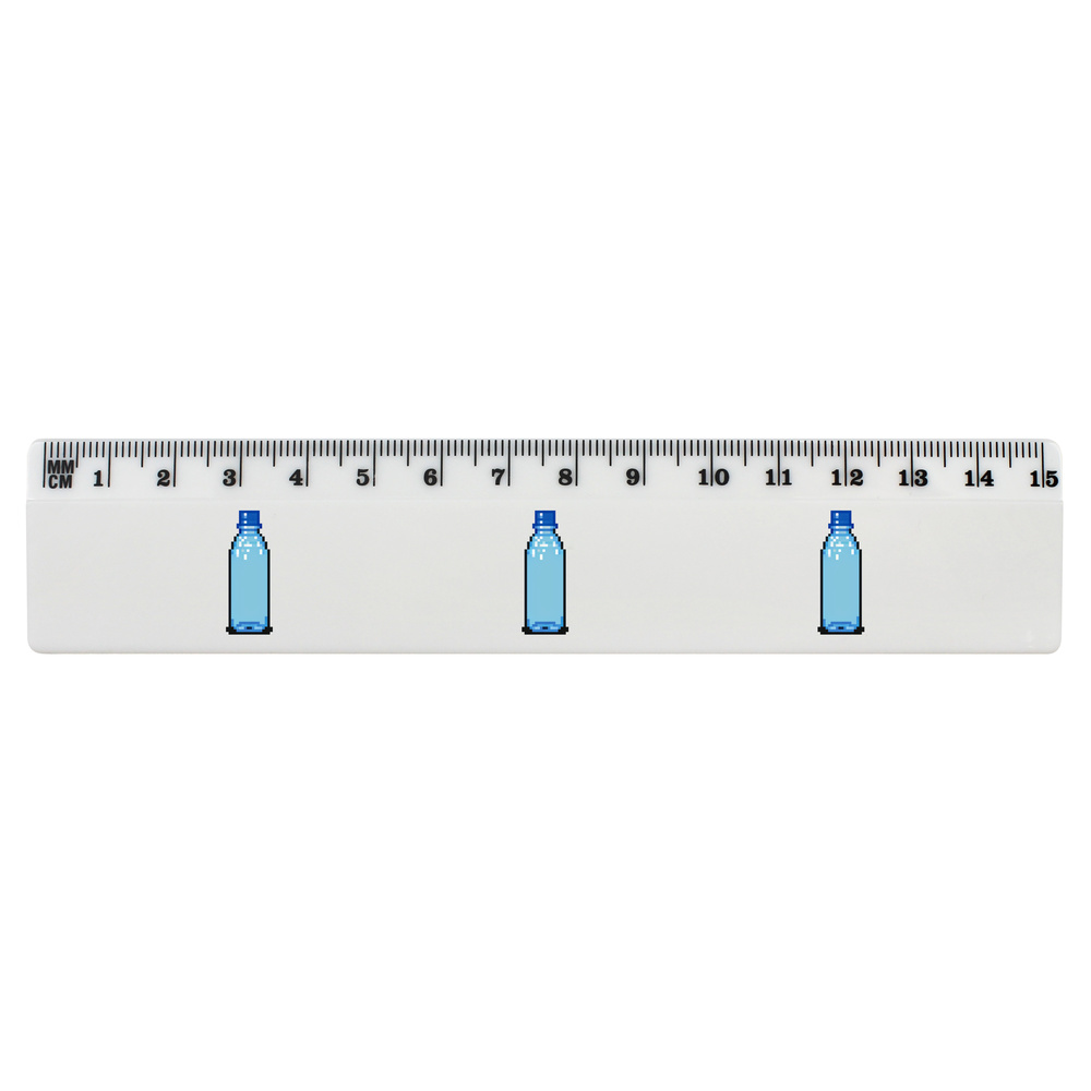 'Pixel Art Water Bottle' 15cm (6 Inch) White Plastic Ruler (RL00078039)