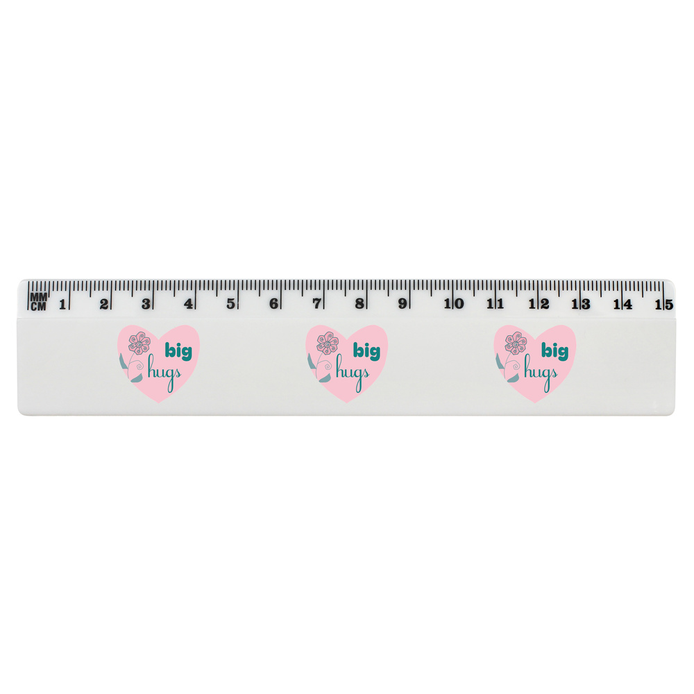 'Big Hugs' White Plastic Ruler (RL044636)