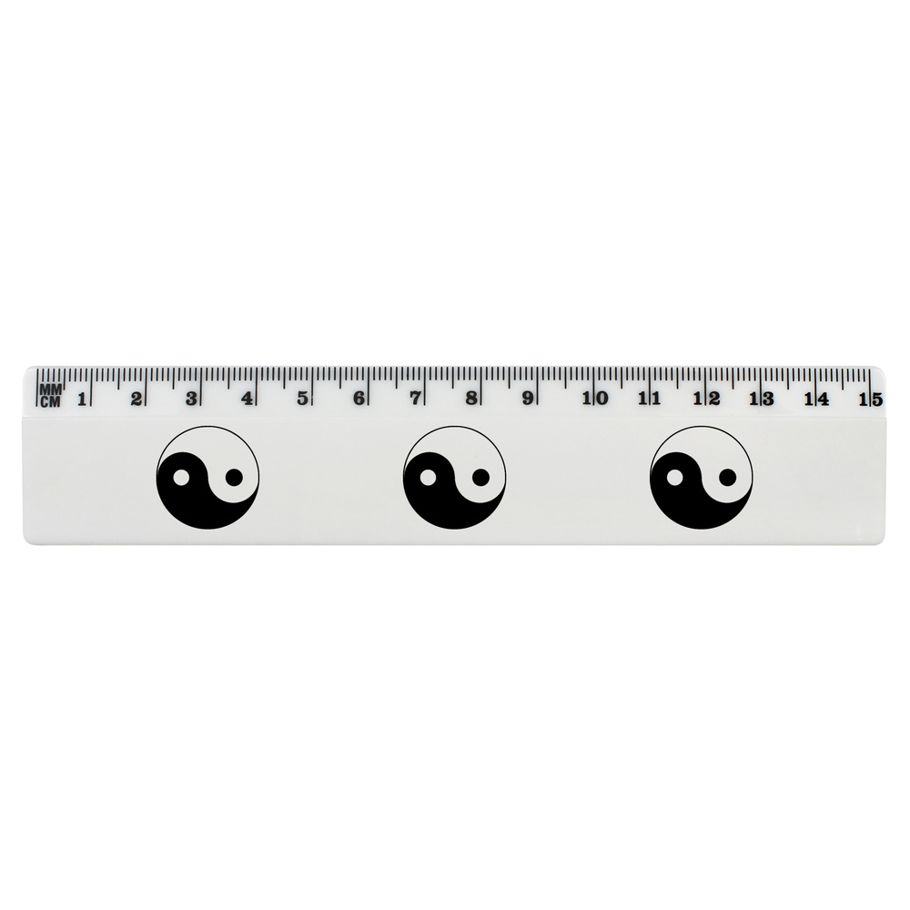 'Yin Yang Symbol Traditional' White Plastic Ruler (RL045327)