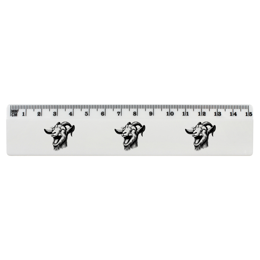 'Laughing Goat' White Plastic Ruler (RL045472)