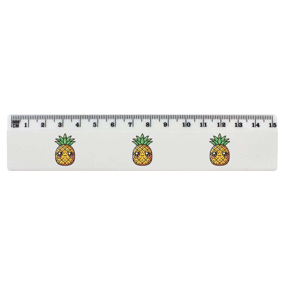 'Kawaii Pineapple' 15cm (6 Inch) White Plastic Ruler (RL00080601)