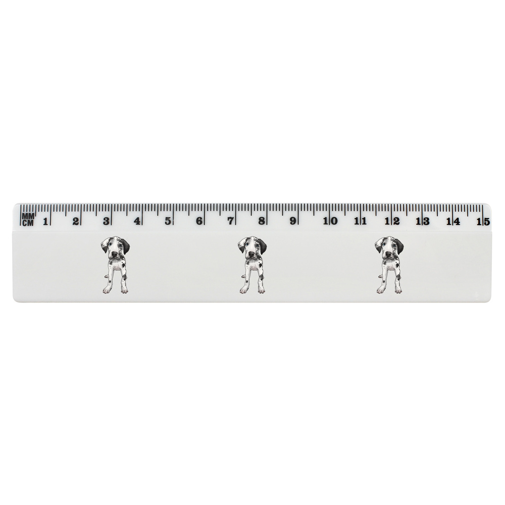 'Harlequin Great Dane Puppy' 15cm (6 Inch) White Plastic Ruler (RL00081839)