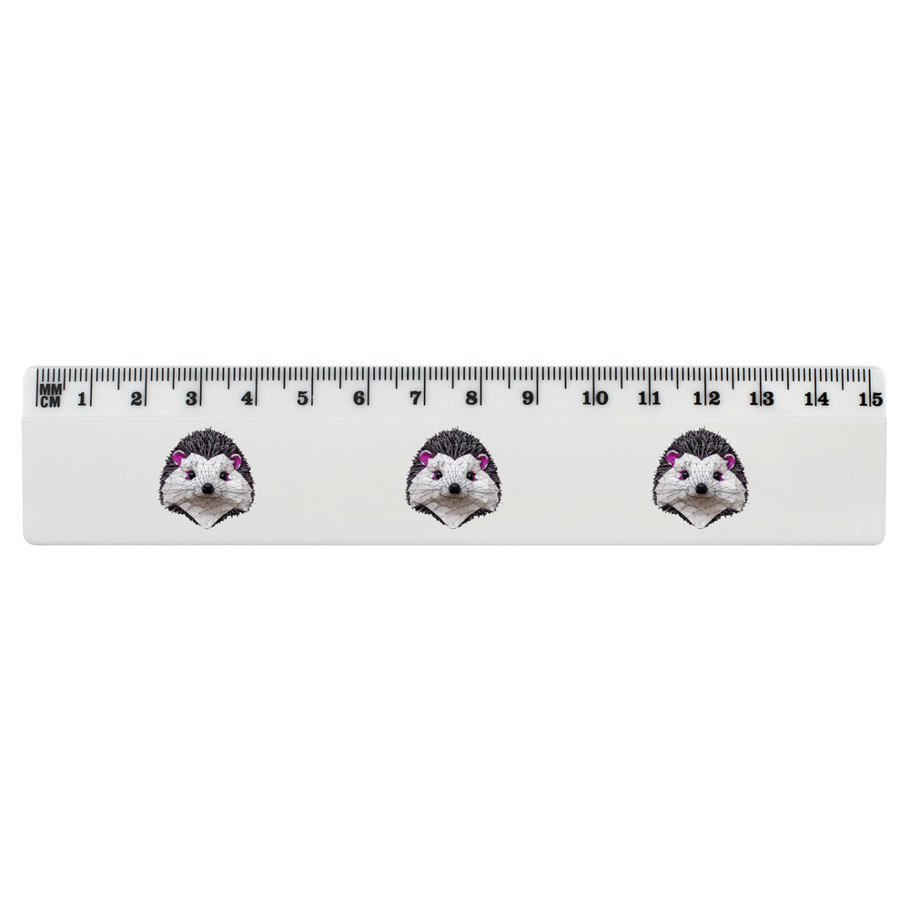 'Low Poly Hedgehog' White Plastic Ruler - 15cm - Stationery for School, Office, Drawing and Crafts (RL00081899)
