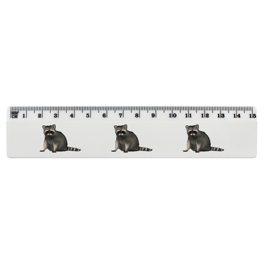 'Grumpy Raccoon' White Plastic Ruler (RL046417)