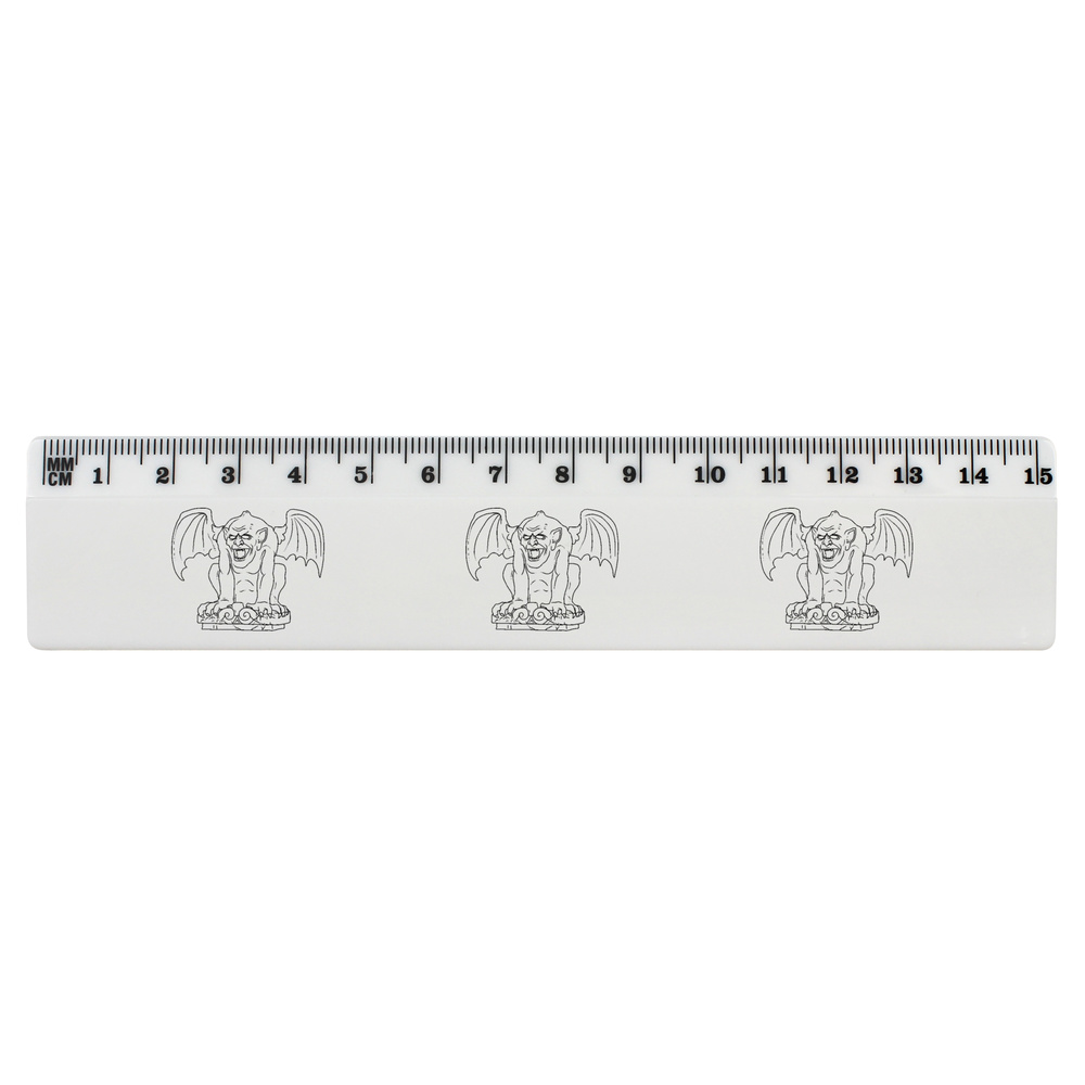 'Laughing Gargoyle' White Plastic Ruler (RL046650)