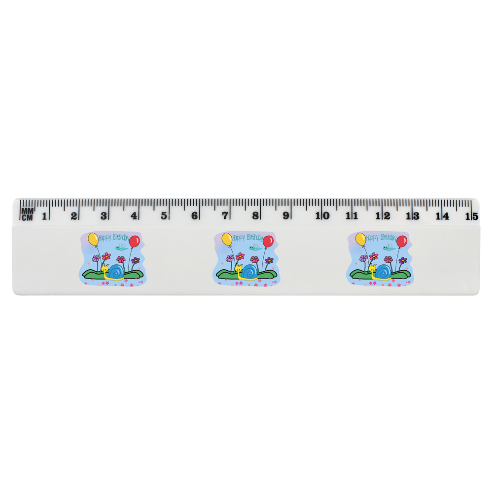 'Happy Birthday Snail' White Plastic Ruler (RL046767)