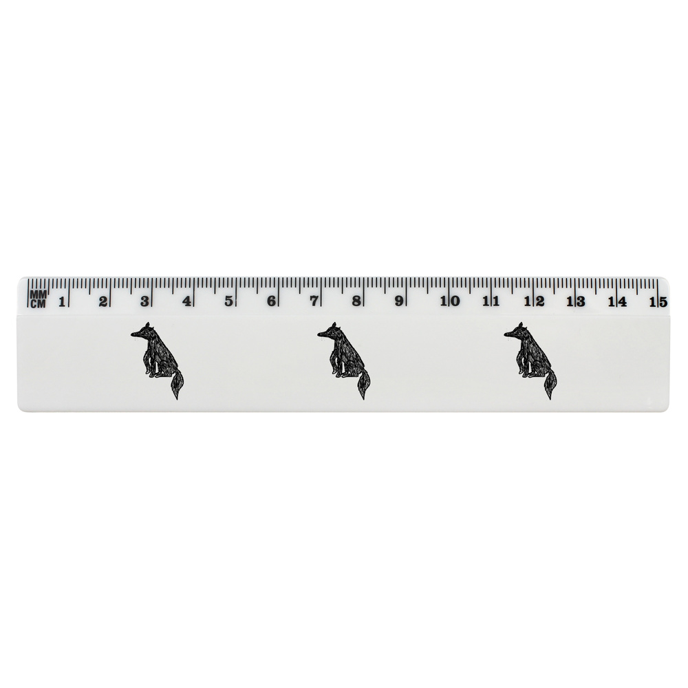 'Line Drawing Of A Fox' 15cm (6 Inch) White Plastic Ruler (RL00082989)