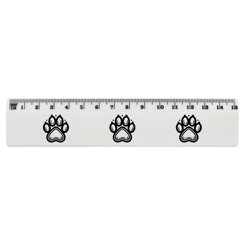 'Pet Paw Print' White Plastic Ruler (RL047695)