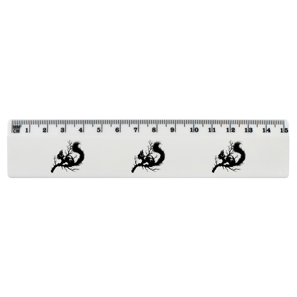 'Gothic Squirrel on Branch' White Plastic Ruler (RL047889)