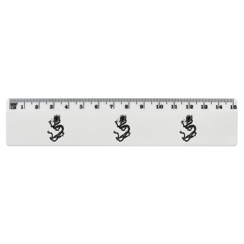 'Chinese Dragon' White Plastic Ruler (RL047923)