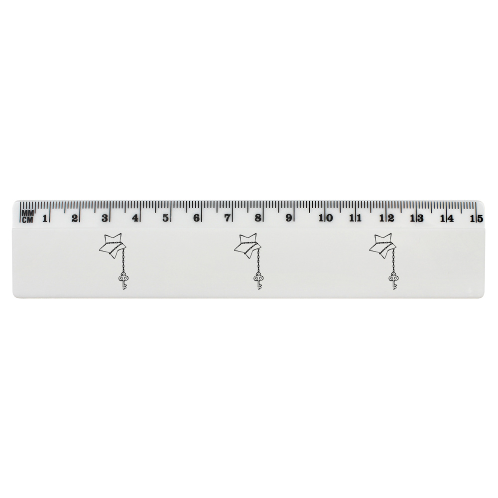 'Star with Key Chain' White Plastic Ruler (RL048026)