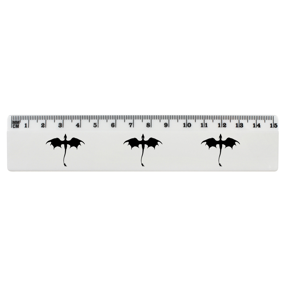 'Flying Dragon Silhouette' White Plastic Ruler (RL048090)