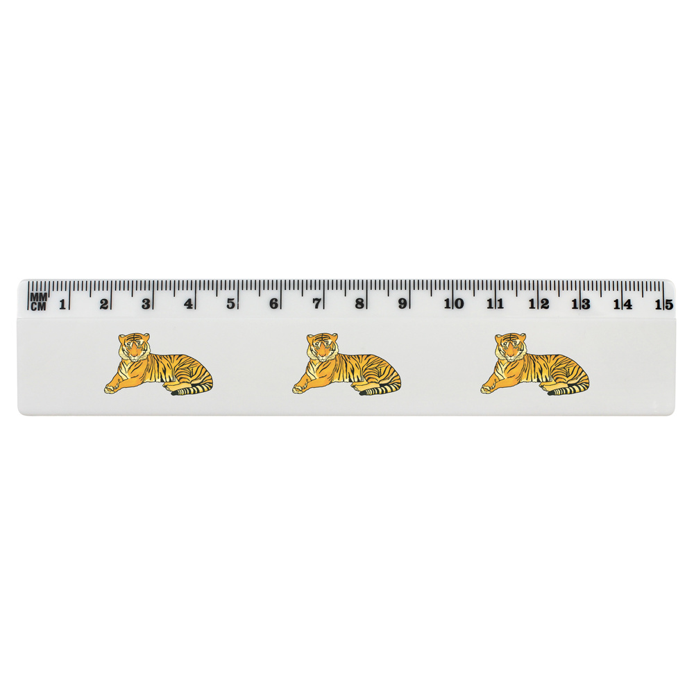 'Crouching Tiger' White Plastic Ruler (RL048726)