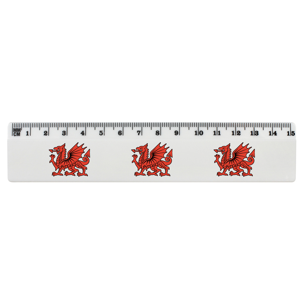 'Welsh Red Dragon' 15cm (6 Inch) White Plastic Ruler (RL00085975)