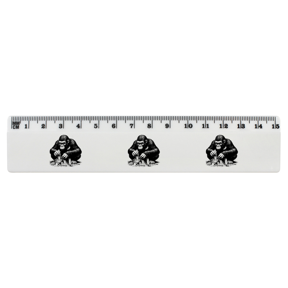 'Gorilla Building Sand Castles' White Plastic Ruler (RL048778)