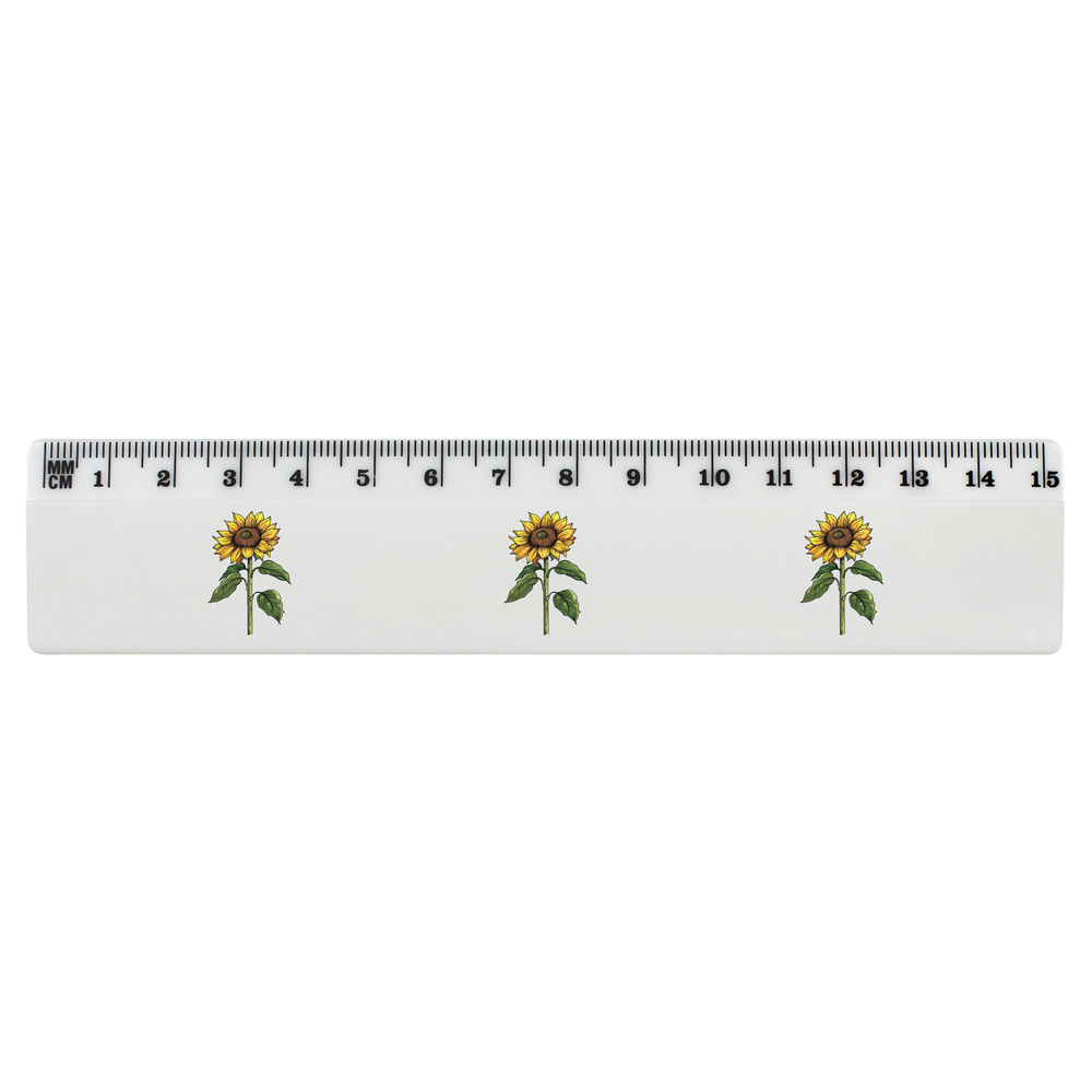 'Open Sunflower' White Plastic Ruler (RL048964)