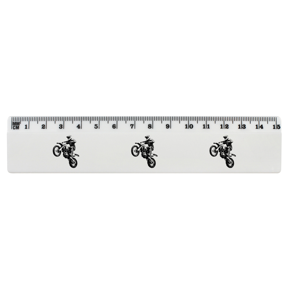 'Dirt Bike Jump' White Plastic Ruler - 15cm - Stationery for School, Office, Drawing and Crafts (RL00086695)