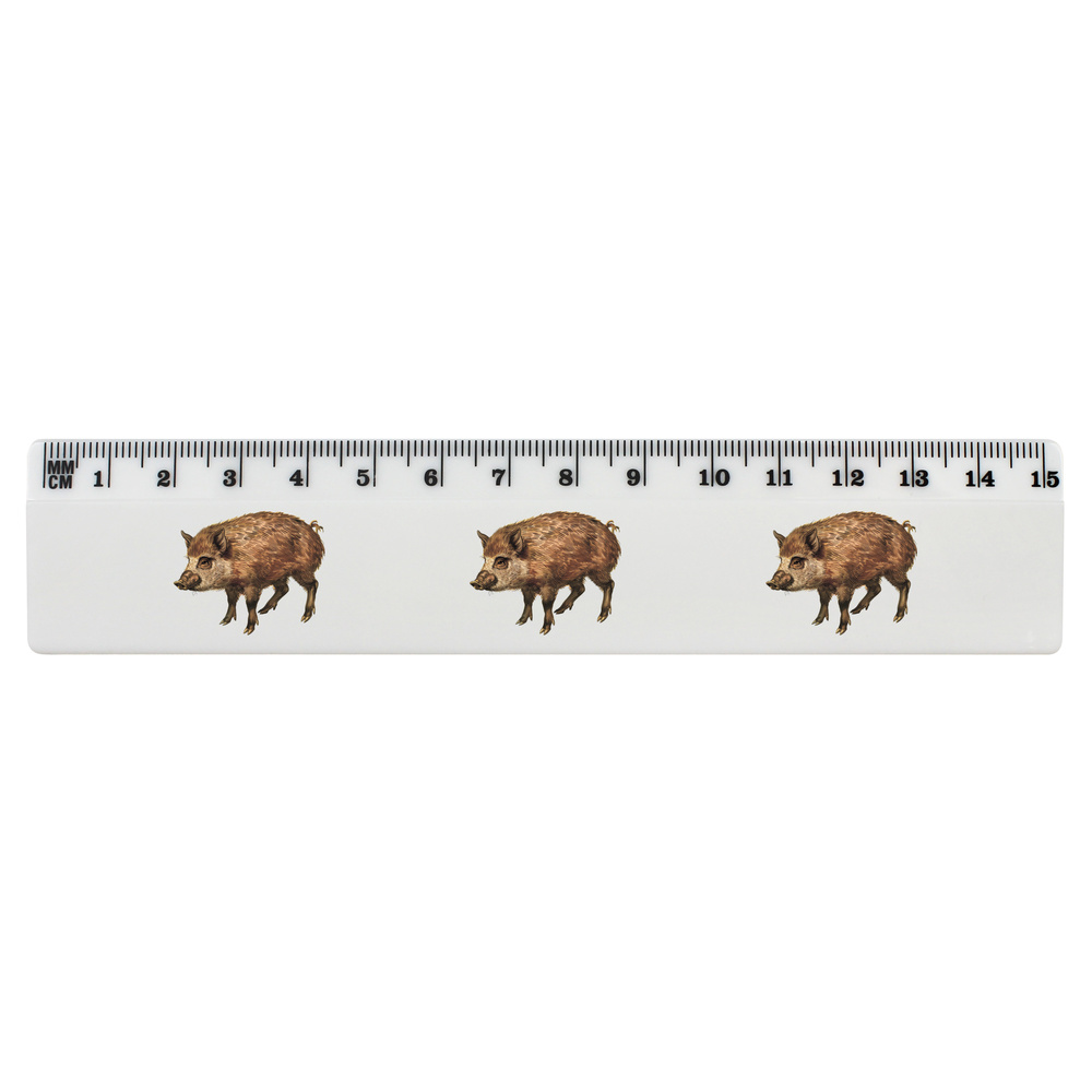 'Wild Hog' White Plastic Ruler (RL049443)