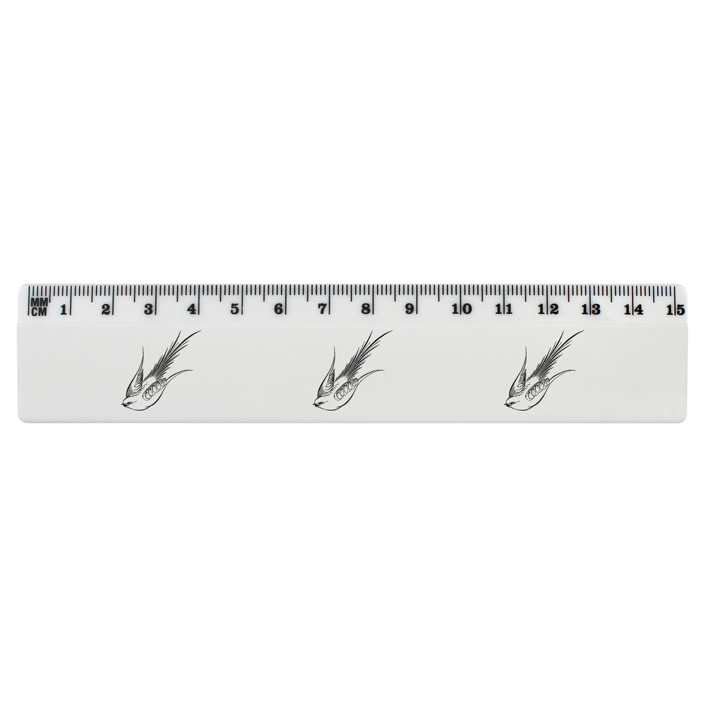 'Calligraphy Swallow' 15cm (6 Inch) White Plastic Ruler (RL00087297)