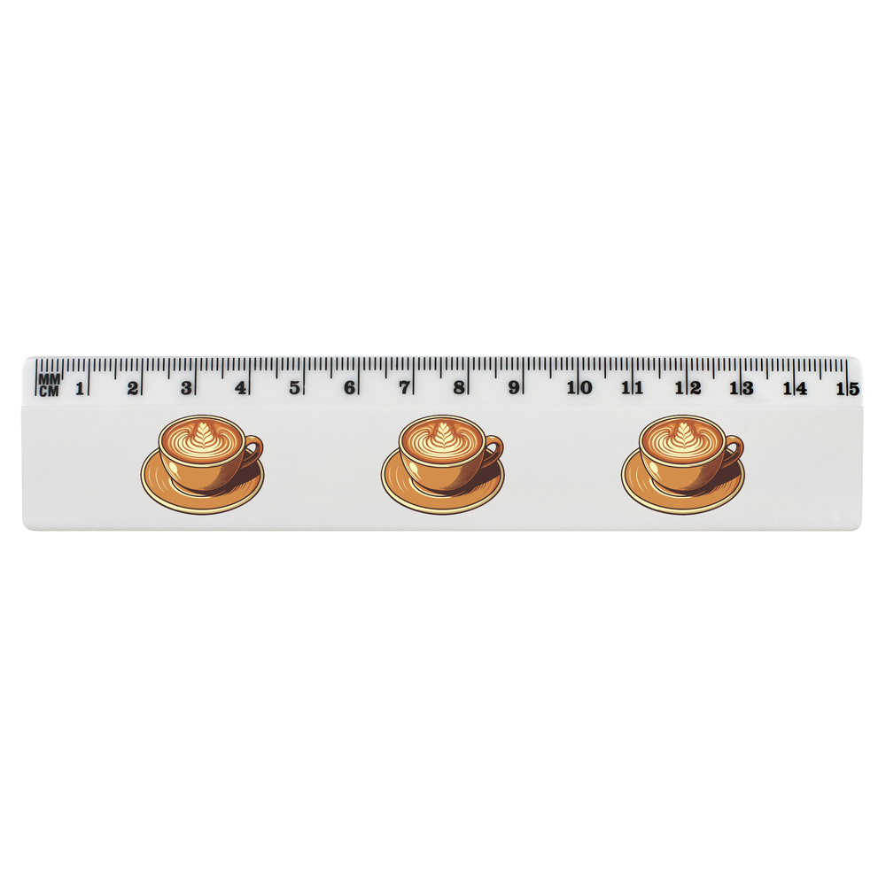 'Cappuccino Coffee' 15cm (6 Inch) White Plastic Ruler (RL00087309)