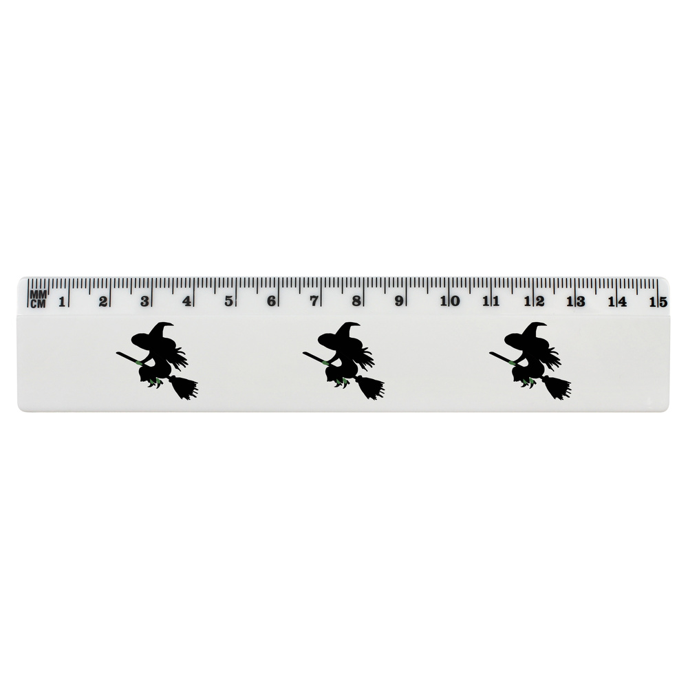 'Witch Silhouette' White Plastic Ruler (RL049587)