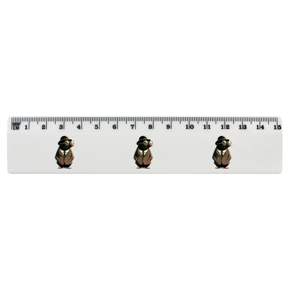 'Detective Mole' 15cm (6 Inch) White Plastic Ruler (RL00087545)