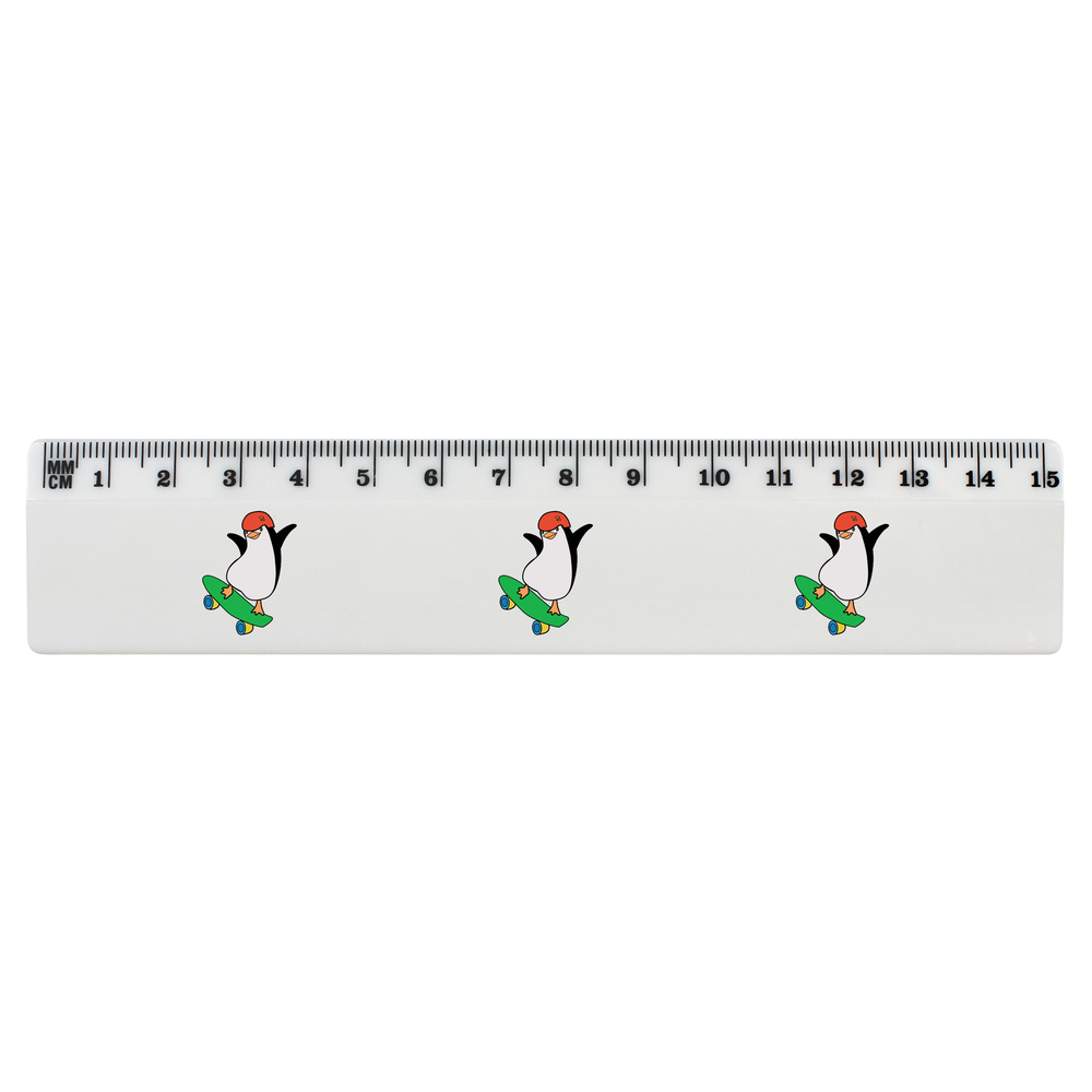 'Penguin Jumping' White Plastic Ruler (RL049780)