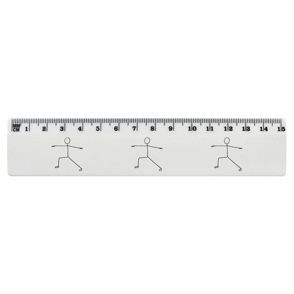 'Yoga Warrior II Pose' White Plastic Ruler (RL050307)