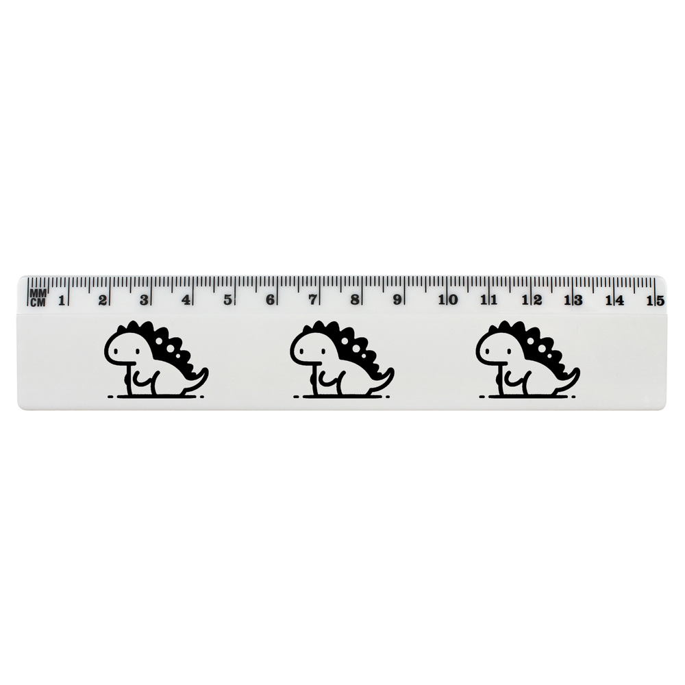 'Kawaii Dinosaur' White Plastic Ruler (RL050385)