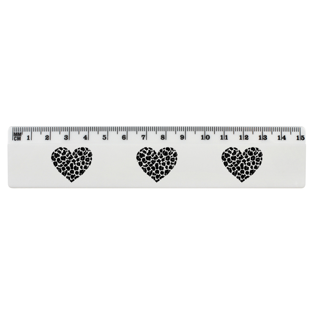 'Leopard Print Heart' 15cm (6 Inch) White Plastic Ruler (RL00089029)