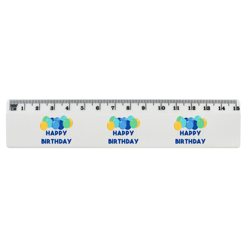 'Birthday Baloons' 15cm (6 Inch) White Plastic Ruler (RL00089419)