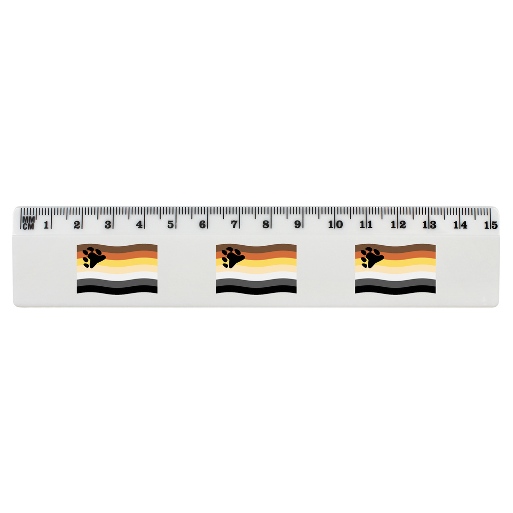 'Waving Bear Flag' White Plastic Ruler (RL050965)