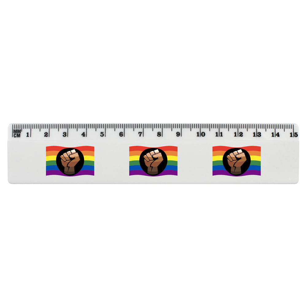 'Waving Rainbow QPOC Flag' White Plastic Ruler (RL051015)