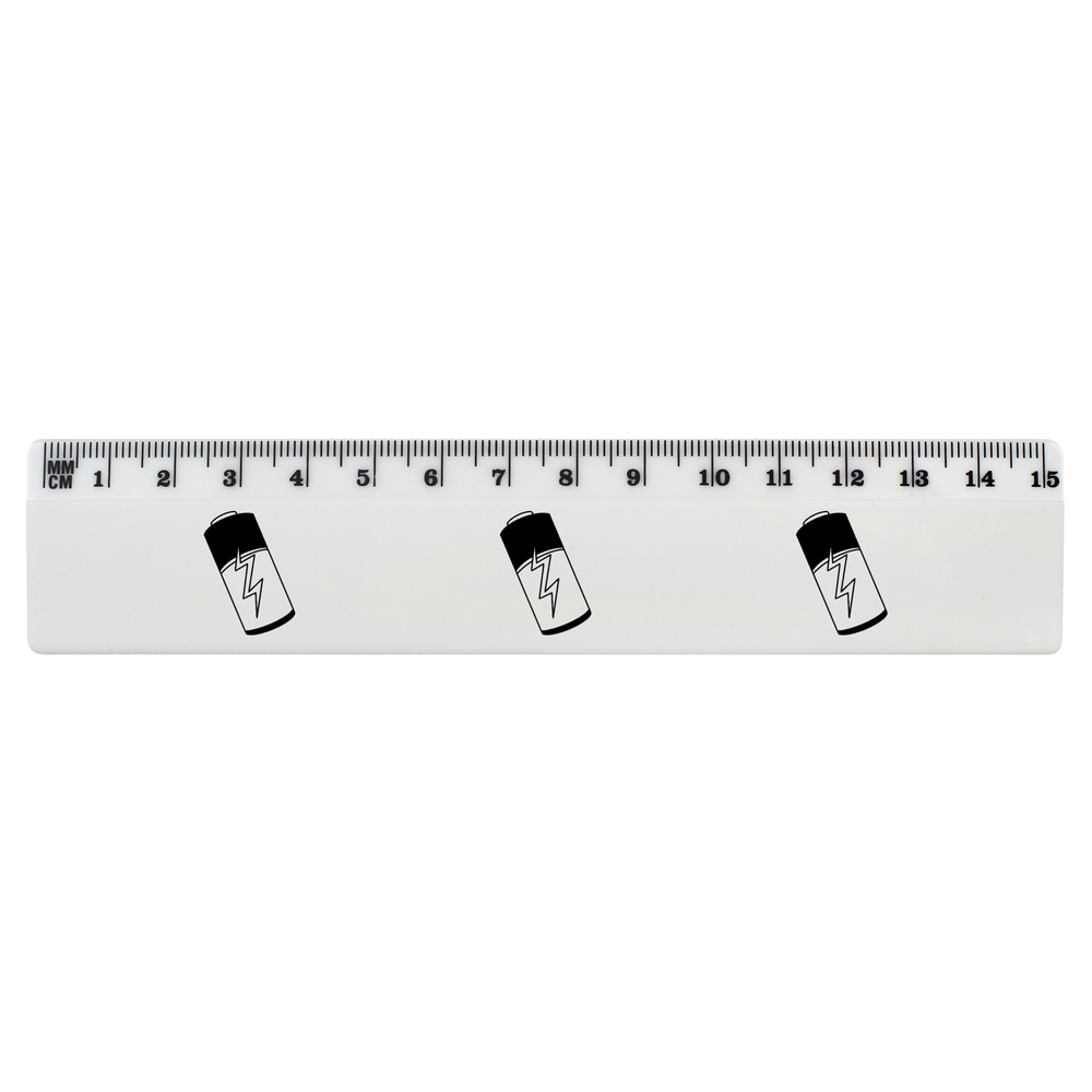 'Single Battery' 15cm (6 Inch) White Plastic Ruler (RL00090299)