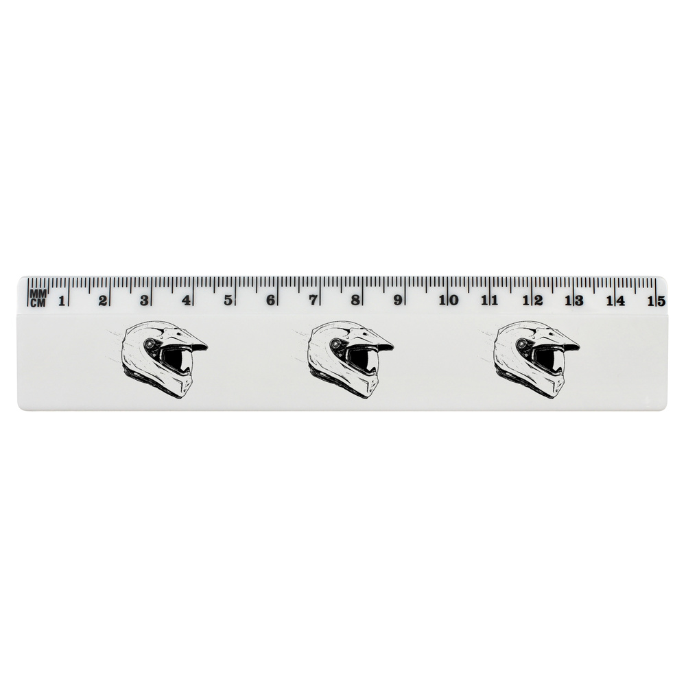 'Motorbike Helmet Side View' White Plastic Ruler (RL051157)
