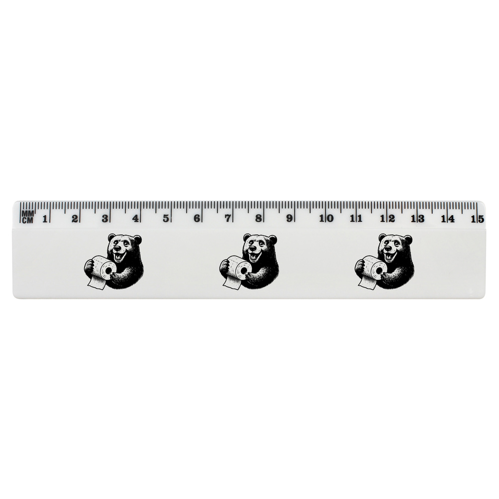 'Bear Holding Toilet Paper' White Plastic Ruler (RL051158)