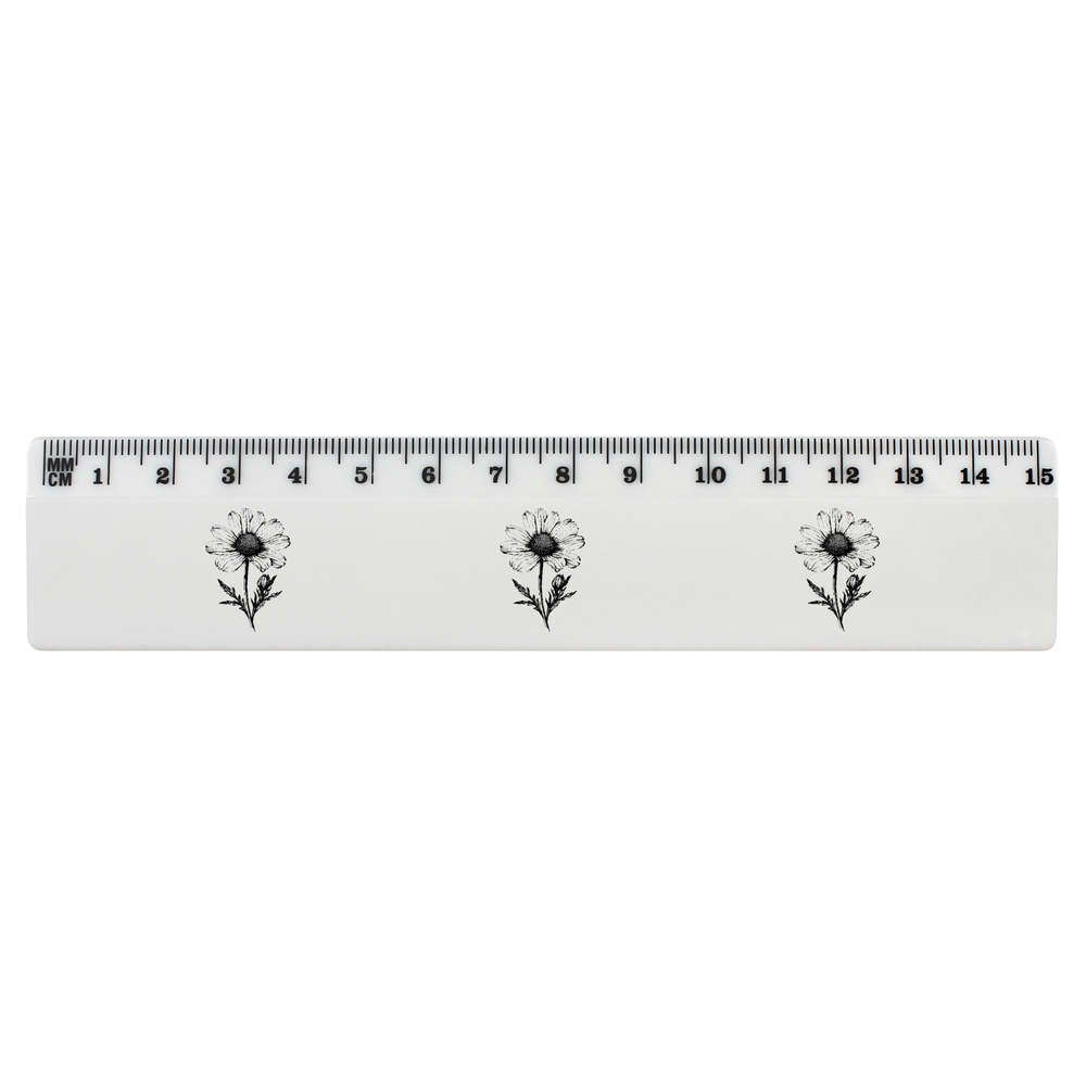 'African Daisy' White Plastic Ruler (RL051234)