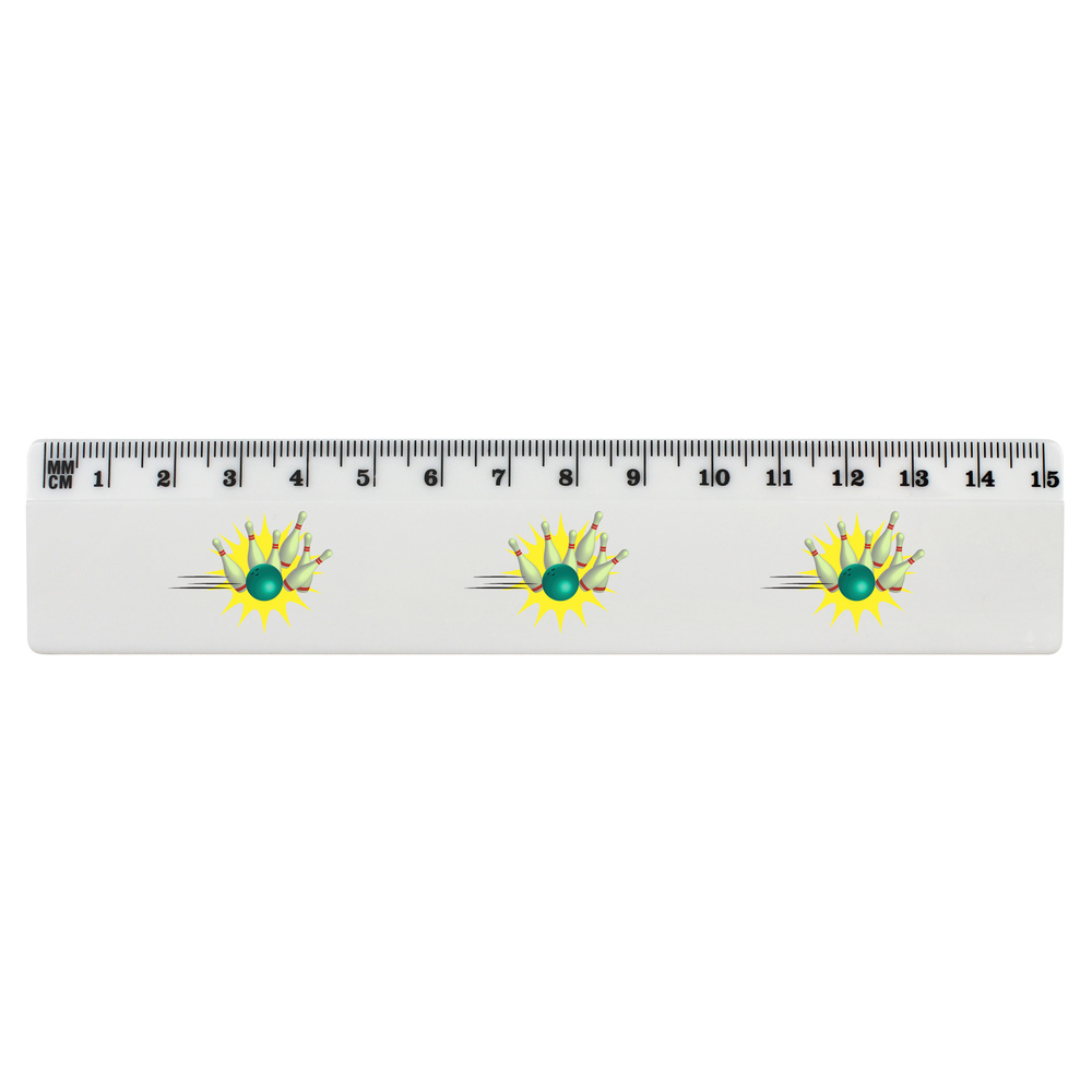 'Ten Pin Bowling' White Plastic Ruler (RL051470)