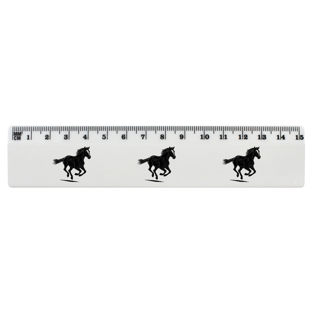 'Horse Running ' White Plastic Ruler (RL051518)