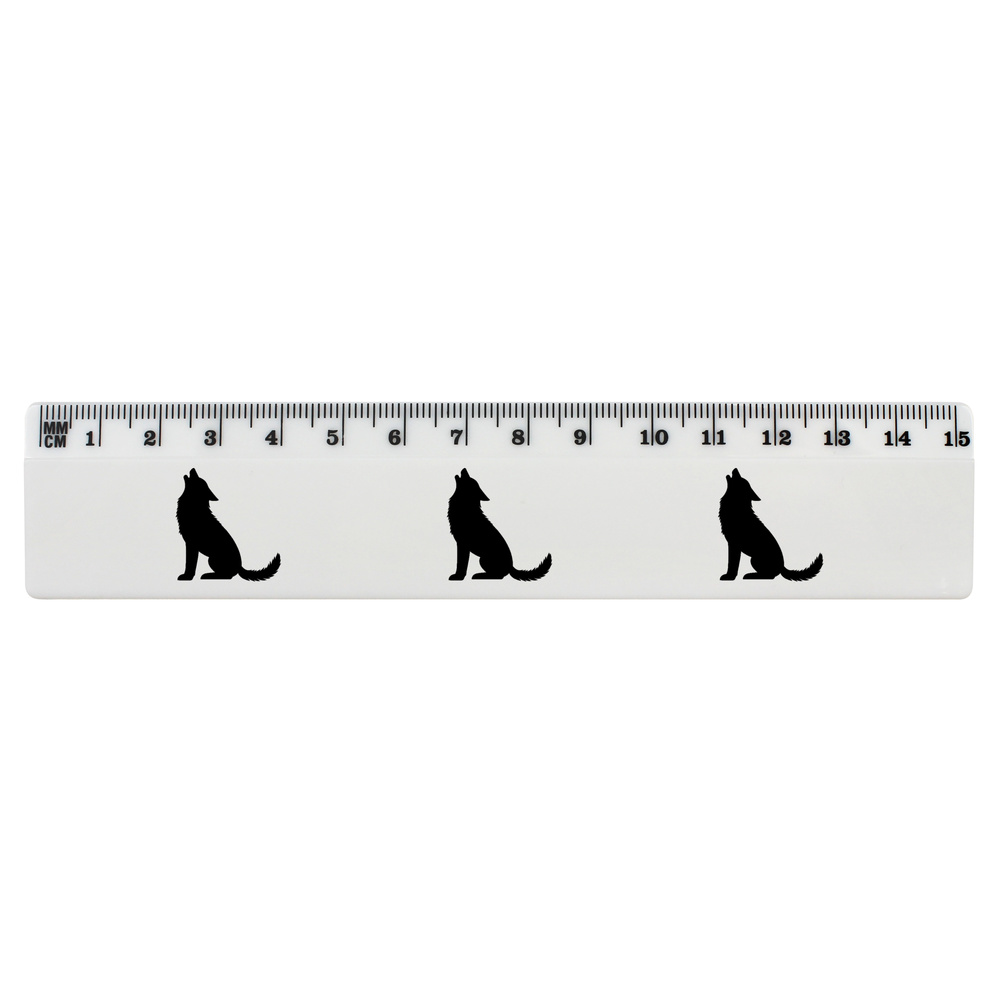 'wolf silhouette howling, black wolf, isolated' 15cm (6 Inch) White Plastic Ruler (RL00091009)