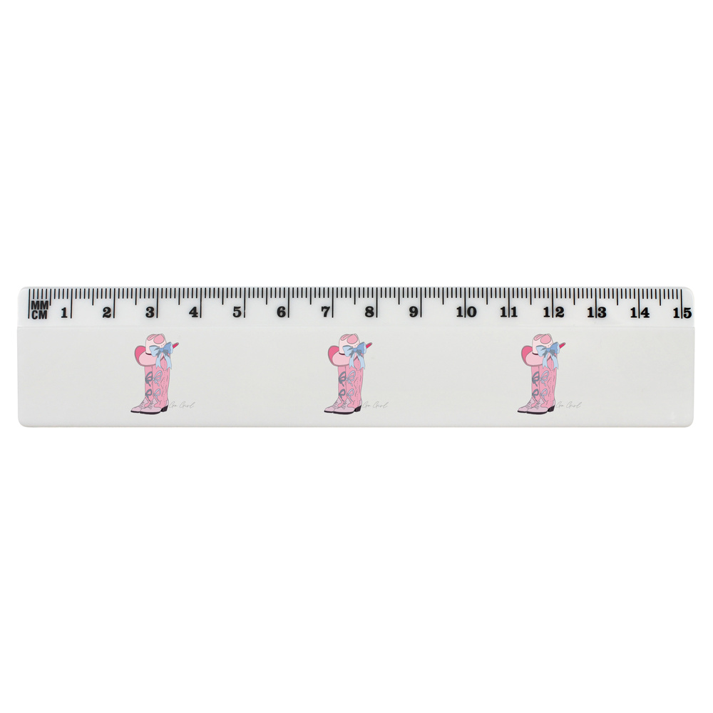 'Cowboy Boots' 15cm (6 Inch) White Plastic Ruler (RL00091029)
