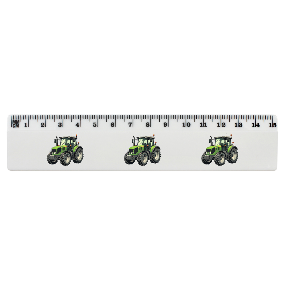 'Green Farm Tractor' White Plastic Ruler (RL051641)