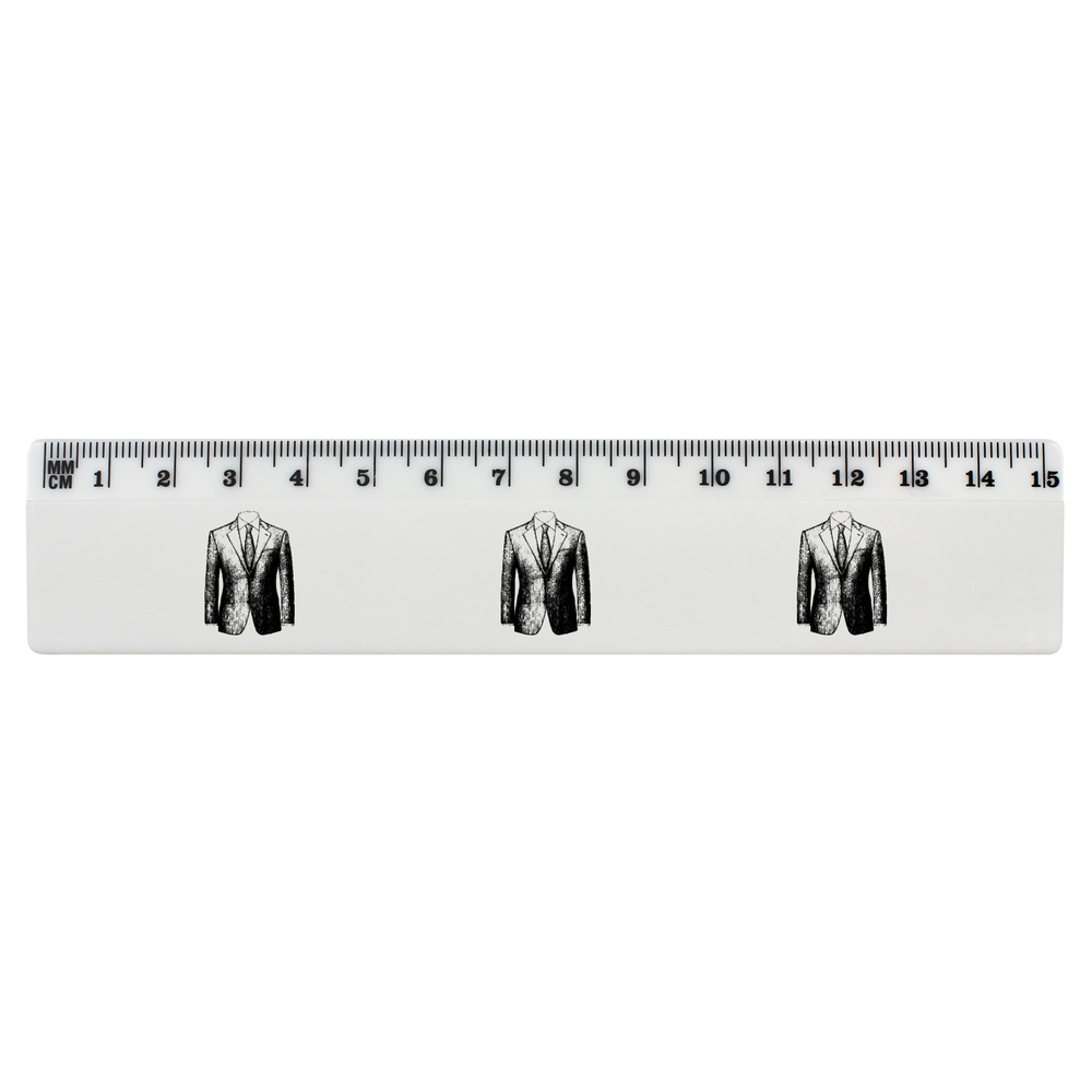 'Simple Suit' White Plastic Ruler (RL051812)
