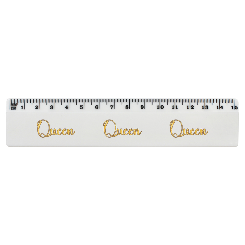 'Queen' White Plastic Ruler (RL051881)