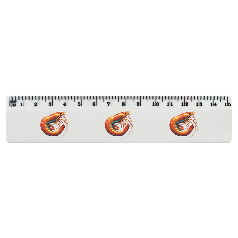 'Cooked Prawn' White Plastic Ruler (RL051898)