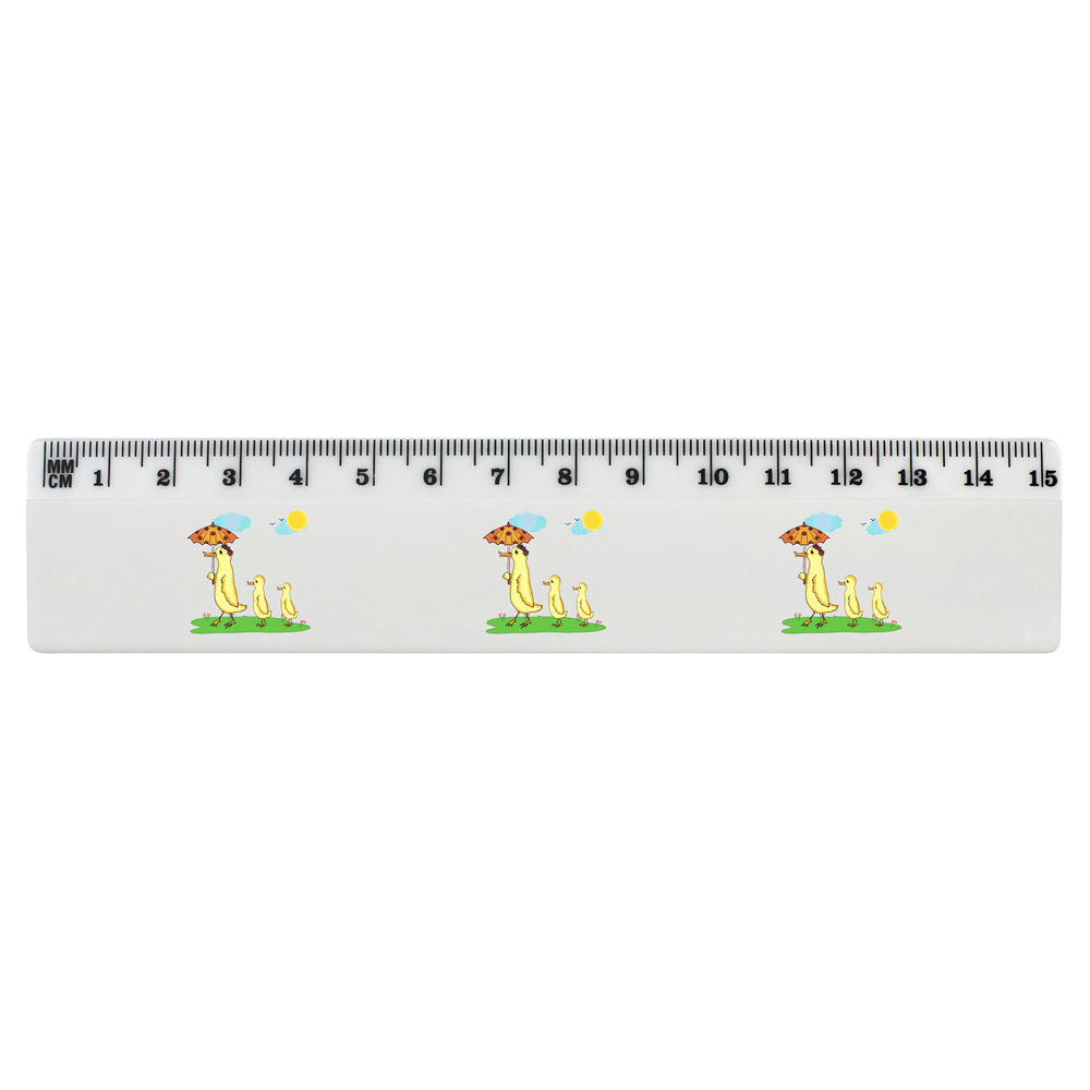 'Mother Duck And Ducklings' 15cm (6 Inch) White Plastic Ruler (RL00091943)