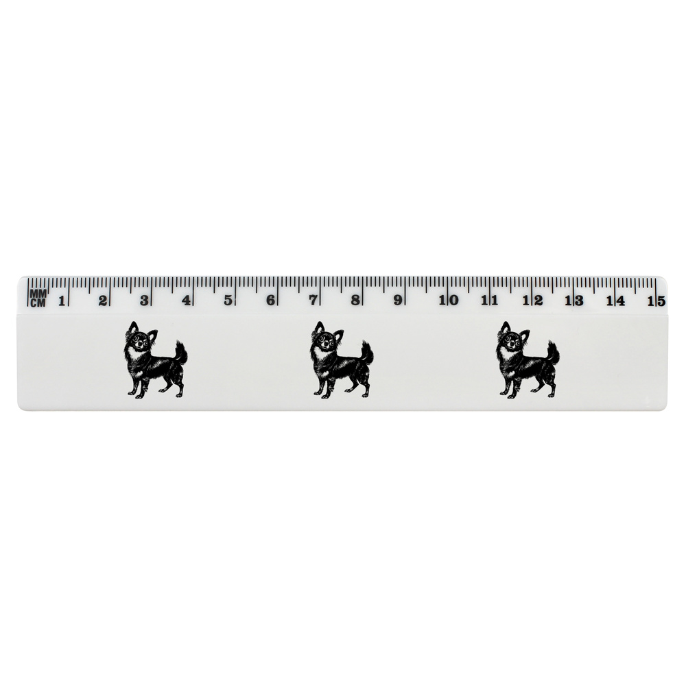 'Long Haired Chihuahua Standing' White Plastic Ruler (RL052158)