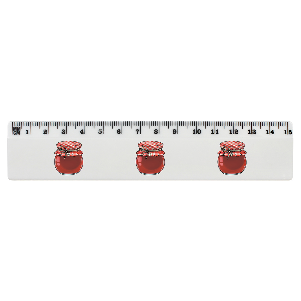 'Round Jam Jar' White Plastic Ruler (RL052230)