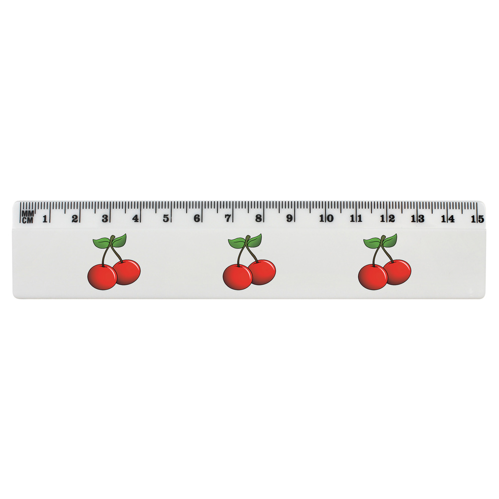 'Pair of Cherries' White Plastic Ruler (RL052261)